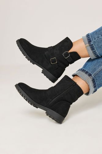 Bottines Noires À Double Boucle, Coupe Large Esize 38EEE - Yours - Modalova