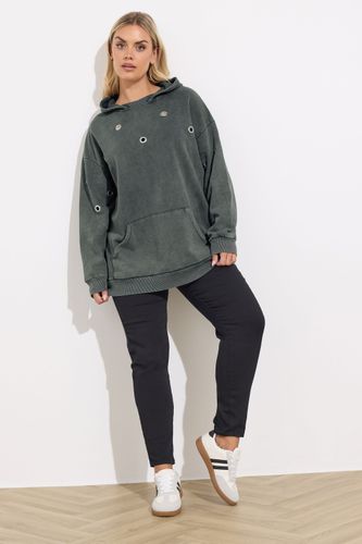 Sweat À Capuche À Œillets Gris Anthracite Size 46 - Yours - Modalova