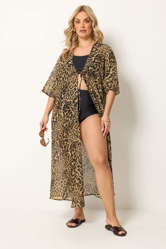 Kimono Milong Marron À Imprimé Léopard Size 58-60 - Yours - Modalova