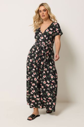 Robe Cachecœur Noire À Fleurs Size 48 - Yours - Modalova