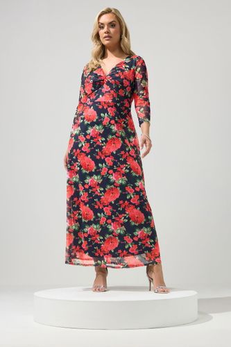 Robe Nouée Bleu Marine À Fleurs Size 48 - Yours London - Modalova