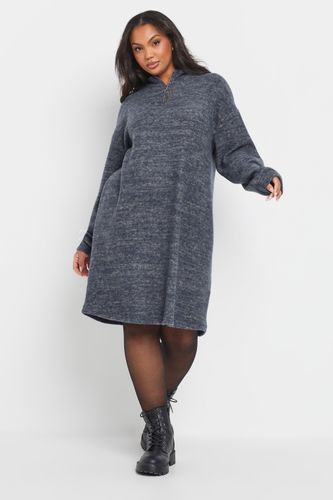 Robe Pull Zippée Bleue Douce Au Toucher Size 48 - Yours - Modalova