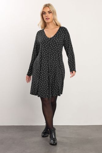 Robe Grande Taille Plissée Sur Le Devant Noire À Pois Size 44 - Yours - Modalova
