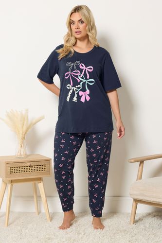 Ensemble De Pyjama Bleu Marine À Imprimé Nœud Size 46-48 - Yours - Modalova