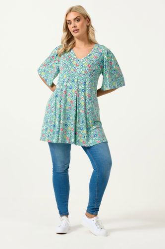 Top À Fleurs Avec Pli À L'avant Vert Size 48 - Yours - Modalova