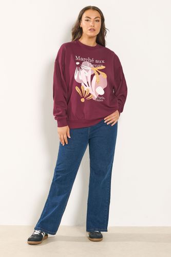 Sweatshirt Bordeaux À Message « Marché Aux Fleurs » Size 48 - Yours - Modalova