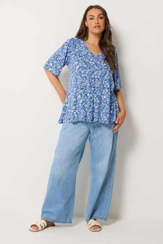 Top Évasé Bleu À Petites Fleurs Size 42 - Yours - Modalova