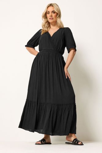 Robe Longue Noire À Encolure Smockée Size 44 - Yours - Modalova