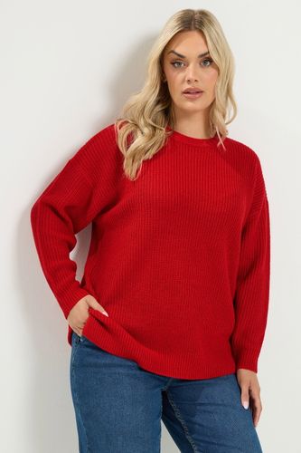 Pull En Maille Rouge À Col Rond Size 54-56 - Yours - Modalova
