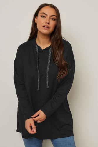 Pull À Capuche Noir Métallique Size 48 - Yours - Modalova