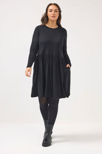 Robe Grande Taille Courte Froncée Noire Size 46 - Yours - Modalova