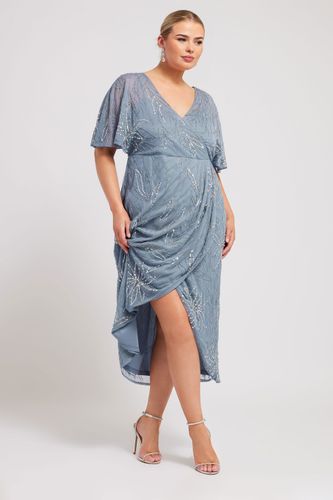 Luxe Robe Midi Bleue Cachecoeur Size 44 - Luxe: Ultimate Embellishment - Modalova