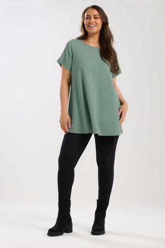 Top Évasé En Maille Côtelée Vert Sauge Size 48 - Yours - Modalova