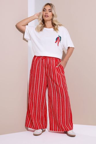 Pantalon Large À Rayures Texturées Rouges Size 56 - Yours - Modalova