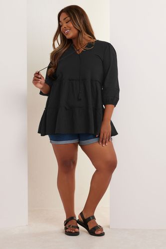 Top Noir Smocké Manches Longues Size 46 - Yours - Modalova