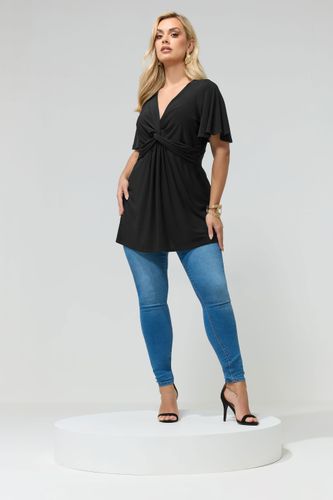 Haut Noir À Manches Courtes Avec Nœud Sur Le Devant Size 48 - Yours London - Modalova