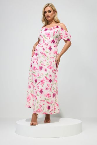 Robe Longue Rose À Fleurs Size 46 - Yours London - Modalova