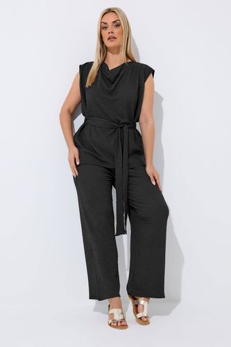 Pantalon Large Noir Texturé Size 48 - Limited Collection - Modalova