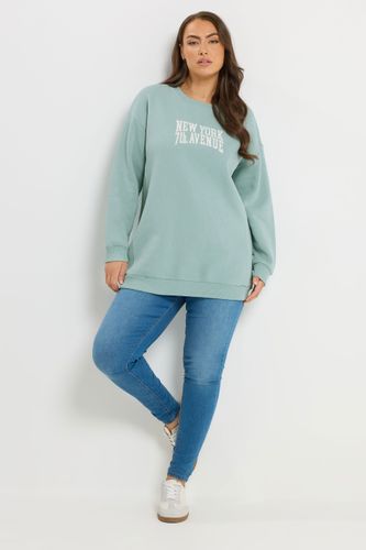 Sweatshirt À Manches Longues Bleu « New York » Size 46 - Yours - Modalova