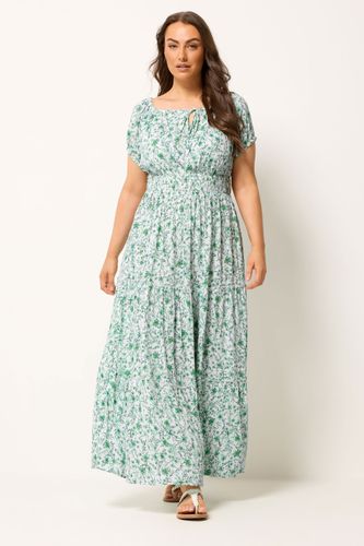 Robe Longue Bardot Verte À Fleurs Size 46 - Yours - Modalova