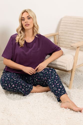 Pyjama Jambe Large Rouge Bordeaux À Motif Cœur Size 50-52 - Yours - Modalova