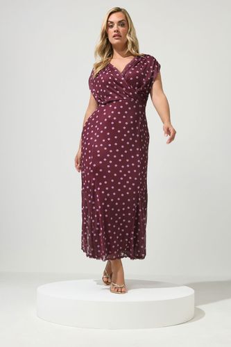 Robe Portefeuille Violette À Pois Avec Godets Size 46 - Yours London - Modalova