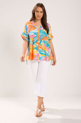 Chemise Bleue À Motif Tropical Avec Pattes D'ajustement Size 42 - Yours - Modalova