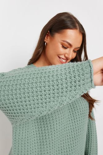 Pull Bleu Vert Gauffré En Maille Size 54-56 - Yours - Modalova