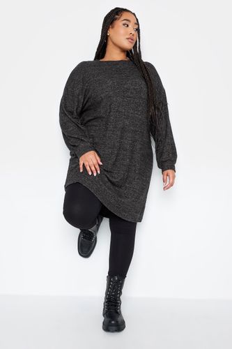 Robe Grise Charbonneux Midi Toucher Doux Size 46 - Yours - Modalova