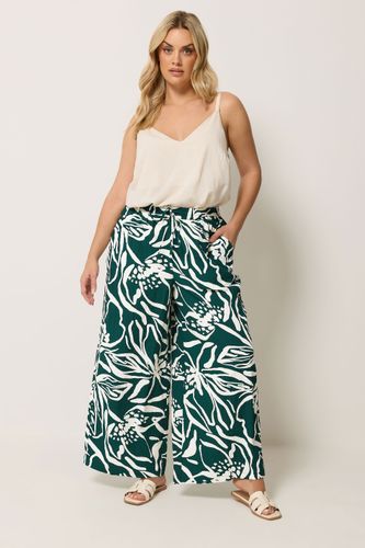 Pantalon Large Vert Sarcelle À Fleurs Size 50-52 - Yours - Modalova