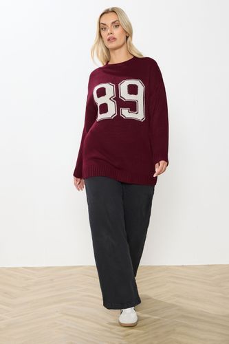 Pull Universitaire Rouge Bordeaux « 89 » À Slogan Size 46-48 - Yours - Modalova