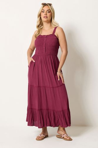 Robe Rouge À Patte Smockée Size 46 - Yours - Modalova