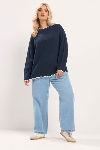 Pull Bleu Marine En Maille Gaufrée Contrastante Size 58-60 - Yours - Modalova