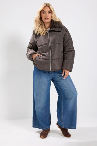 Manteau Rembourré À Col Cheminée Marron Chocolat Size 62-64 - Yours - Modalova