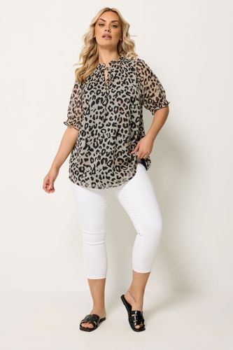 Blouse Blanche À Motif Léopard Avec Col Volanté Size 44 - Yours - Modalova