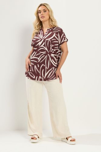 Blouse Marron Chocolat À Imprimé Abstrait Size 48 - Yours - Modalova