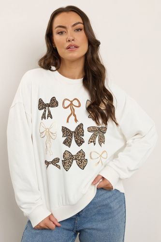 Curve Sweatshirt Blanc À Nœud En Feuille D'aluminium Size 50-52 - Yours - Modalova