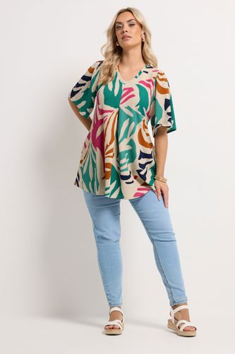 Top Marron Texturé À Motif Abstrait Avec Plis Sur Le Devant Size 54-56 - Yours - Modalova