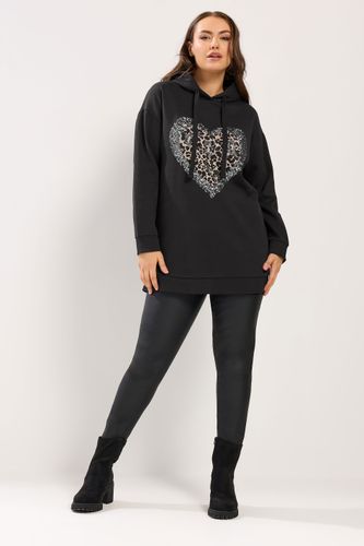 Sweat À Capuche Avec Cœur Léopard À Sequins Noir Size 46 - Yours - Modalova
