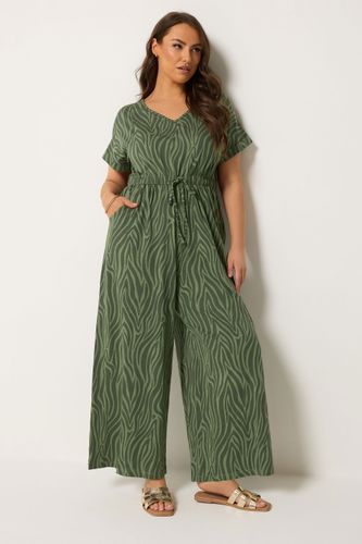 Combinaison En Coton Vert Kaki À Imprimé Zébré Size 46 - Yours - Modalova