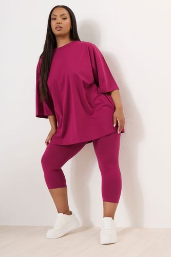 Tshirt Rose Framboise Oversize Manches Courtes Size 46 - Yours - Modalova