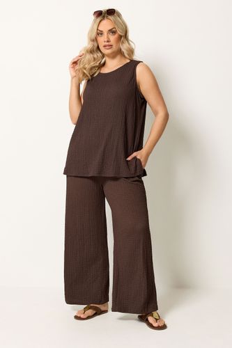 Pantalon Large Marron Texturé Façon Bulles Size 44 - Yours - Modalova