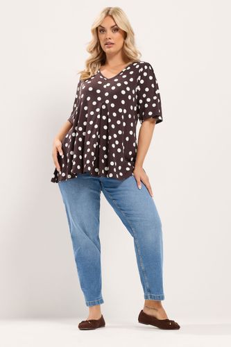Plus Size Chocolate Polka Dot Pleated Front Top Size 48 - Yours - Modalova