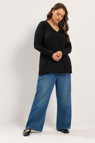 Plus Size Henley Ribbed Swing Top Size 46 - Yours - Modalova