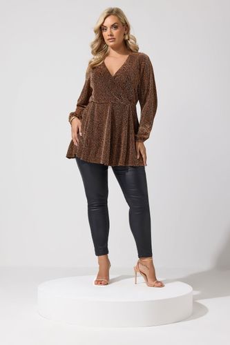 Top Cachecœur Marron À Imprimé Léopard Métallisé Size 48 - Yours London - Modalova