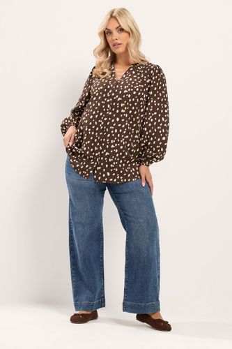 Blouse À Encolure Fendue Marron Tacheté Size 62-64 - Yours - Modalova