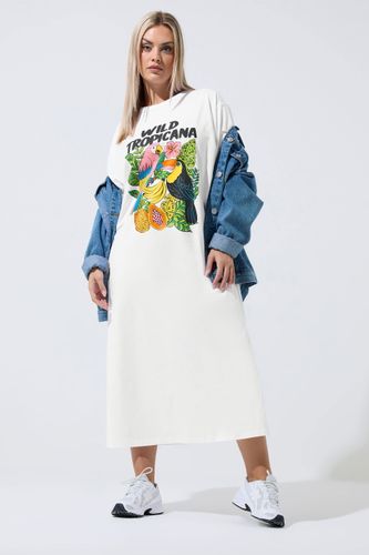 Robe Tshirt Blanche À Imprimé Tropical Size 54-56 - Limited Collection - Modalova