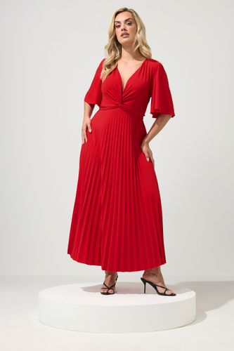 Robe Longue Plissée Rouge Avec Nœud Size 38 - Yours London - Modalova