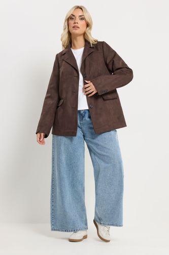 Blazer En Suédine Chocolat Size 48 - Yours - Modalova