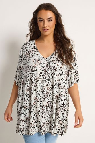 Top Plissé Blanc À Imprimé Léopard Size 48 - Yours - Modalova